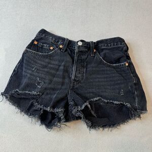 Levi's Premium 501 Original Black High Rise Button Fly Cut Off Shorts Size 27